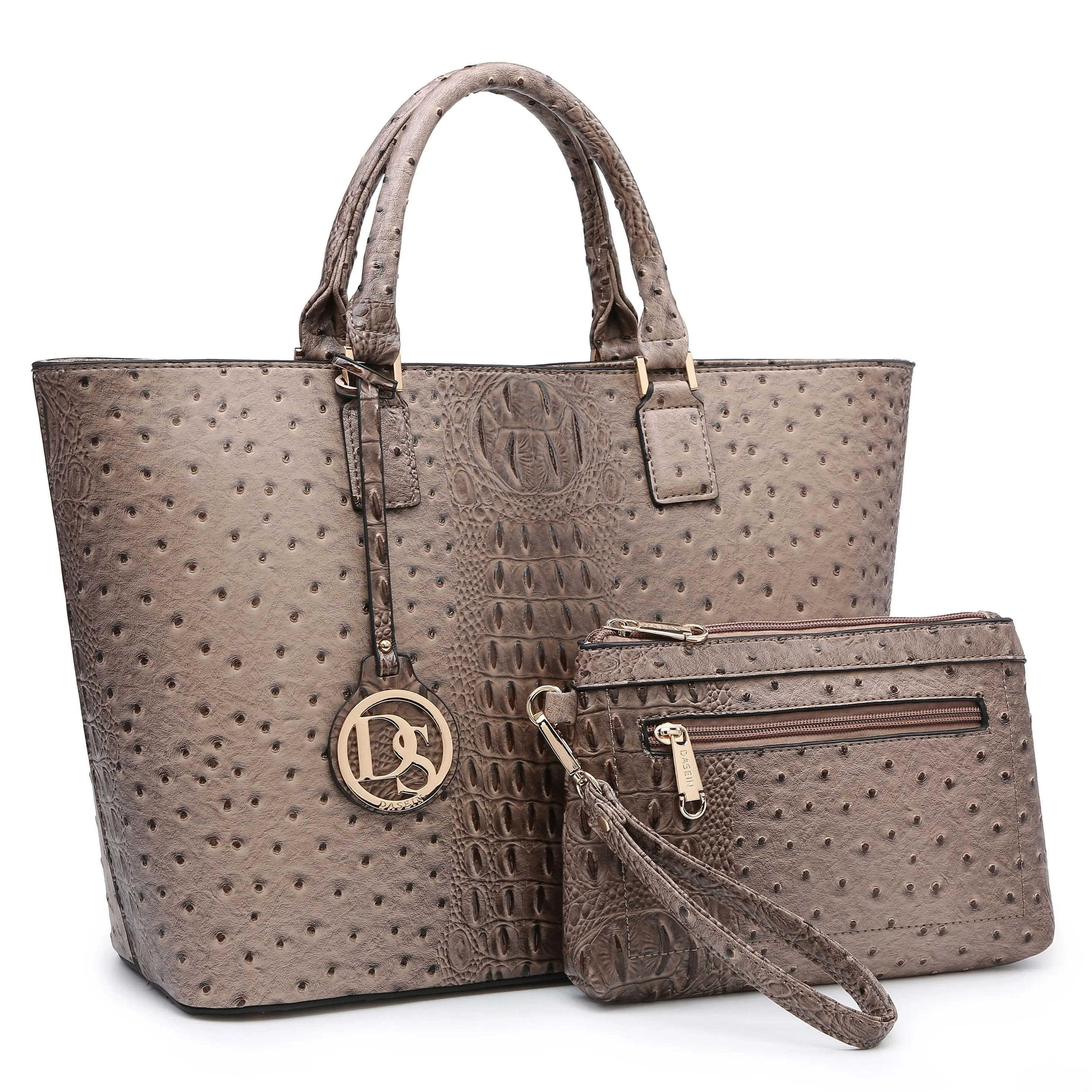 Fashion Embossed Pattern Tote with Matching Wallet detailed craft