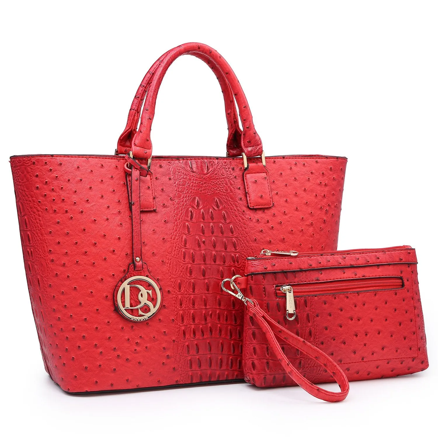 Everyday Utility Fashion Embossed Pattern Tote with Matching Wallet