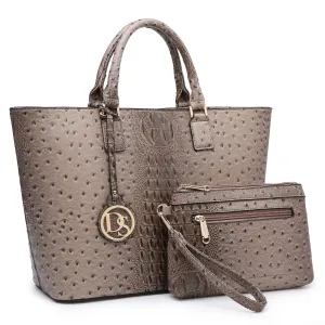 Fashion Embossed Pattern Tote with Matching Wallet detailed craft