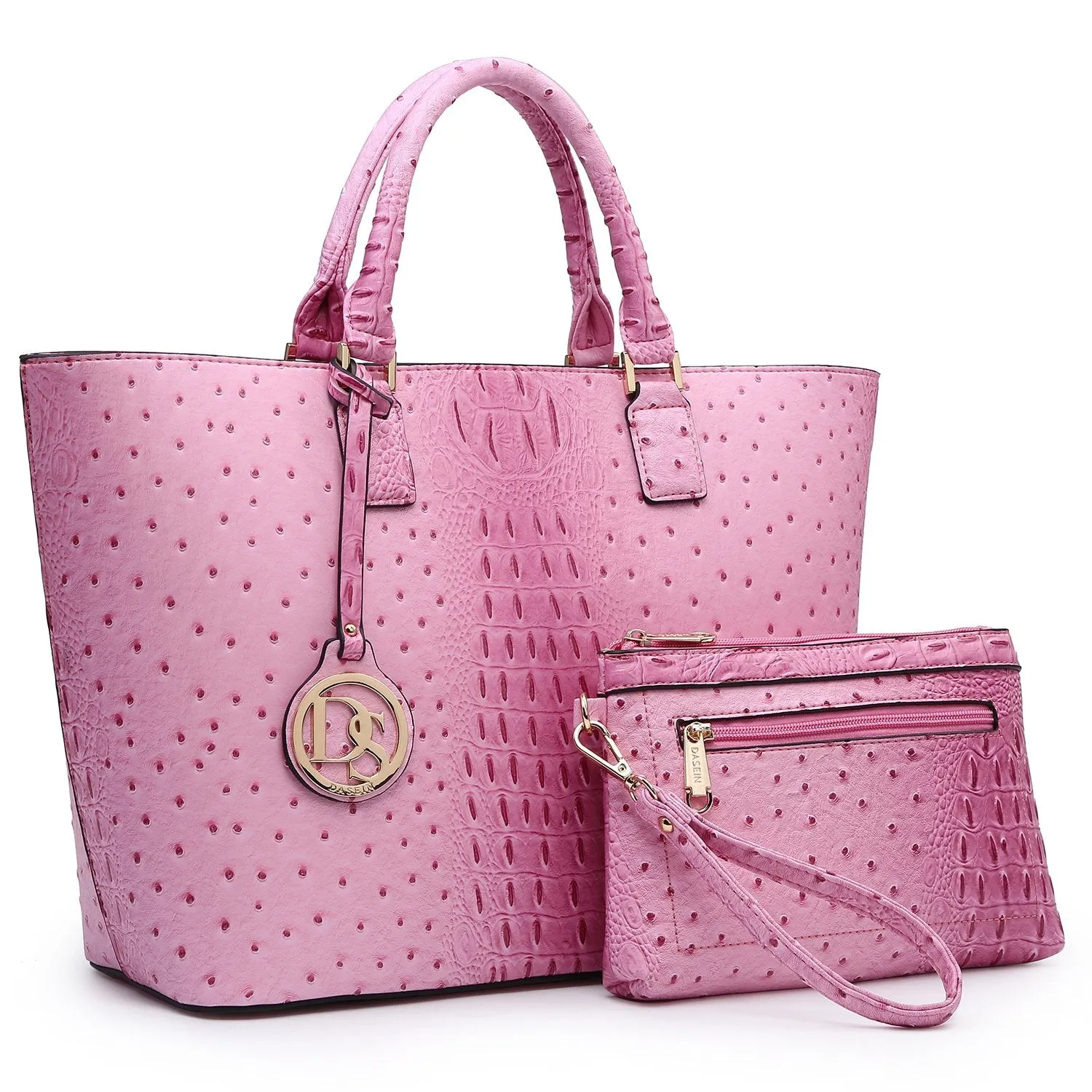 Fashion Embossed Pattern Tote with Matching Wallet Polished Style