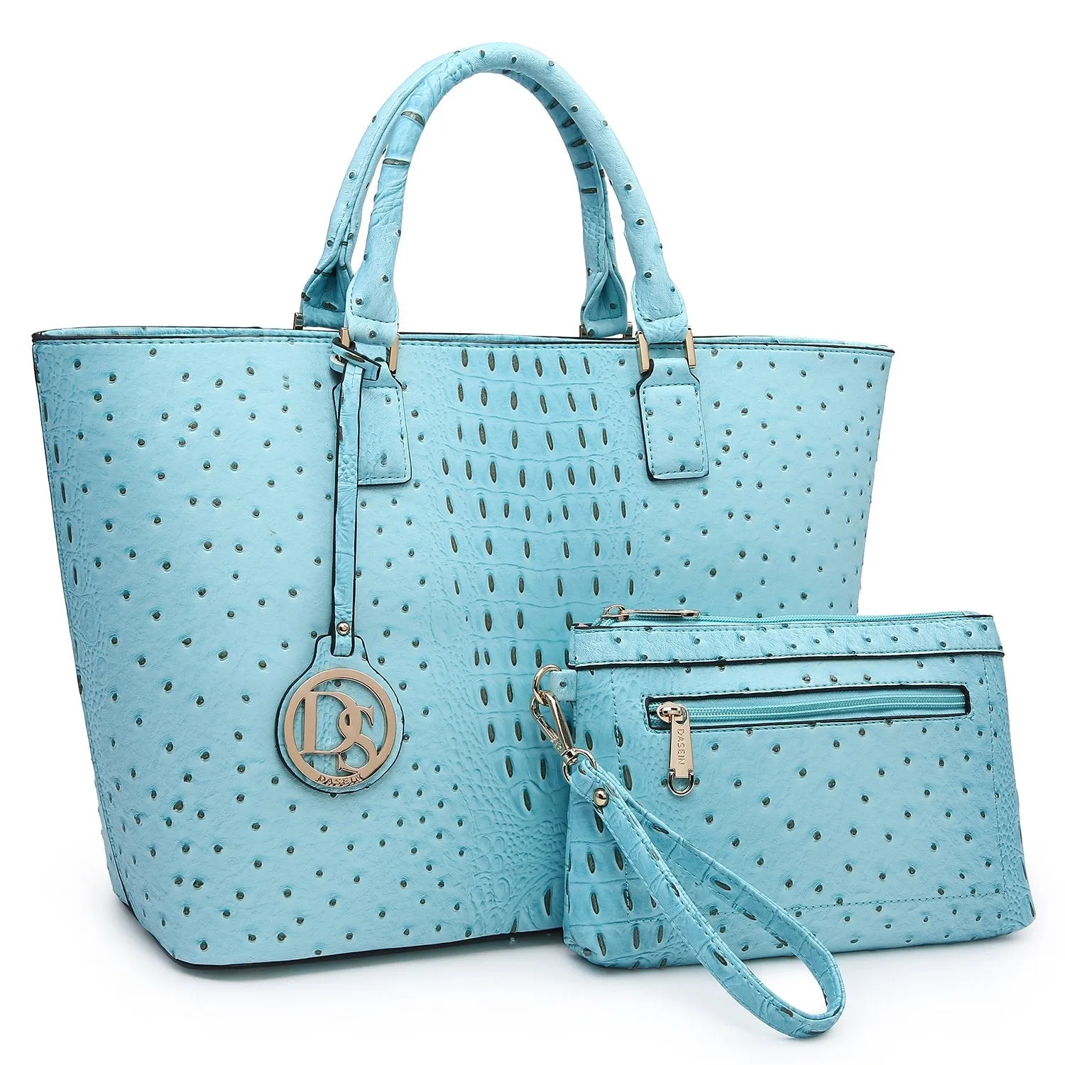 Trendy Style Elegant Utility Fashion Embossed Pattern Tote with Matching Wallet