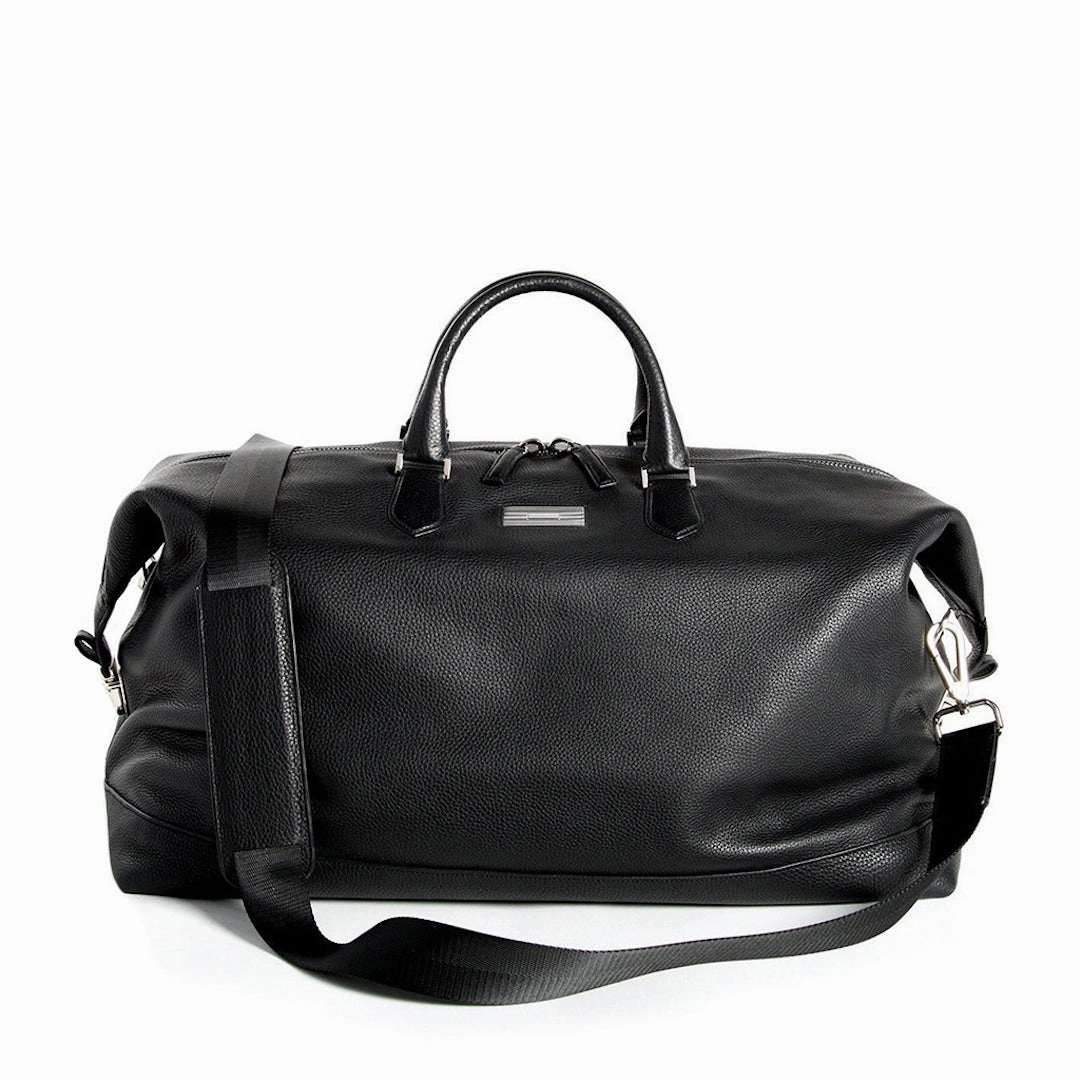 Aspen Travel Duffle Bag, Black Leather Urban Adventure
