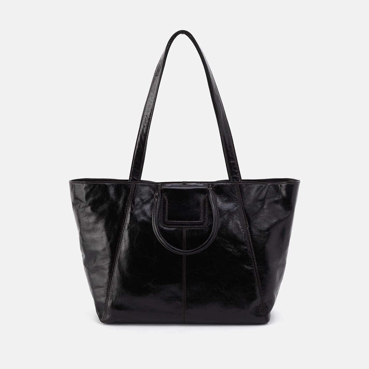 Comfort Everyday Sheila East-West Tote In Polished Leather - Black