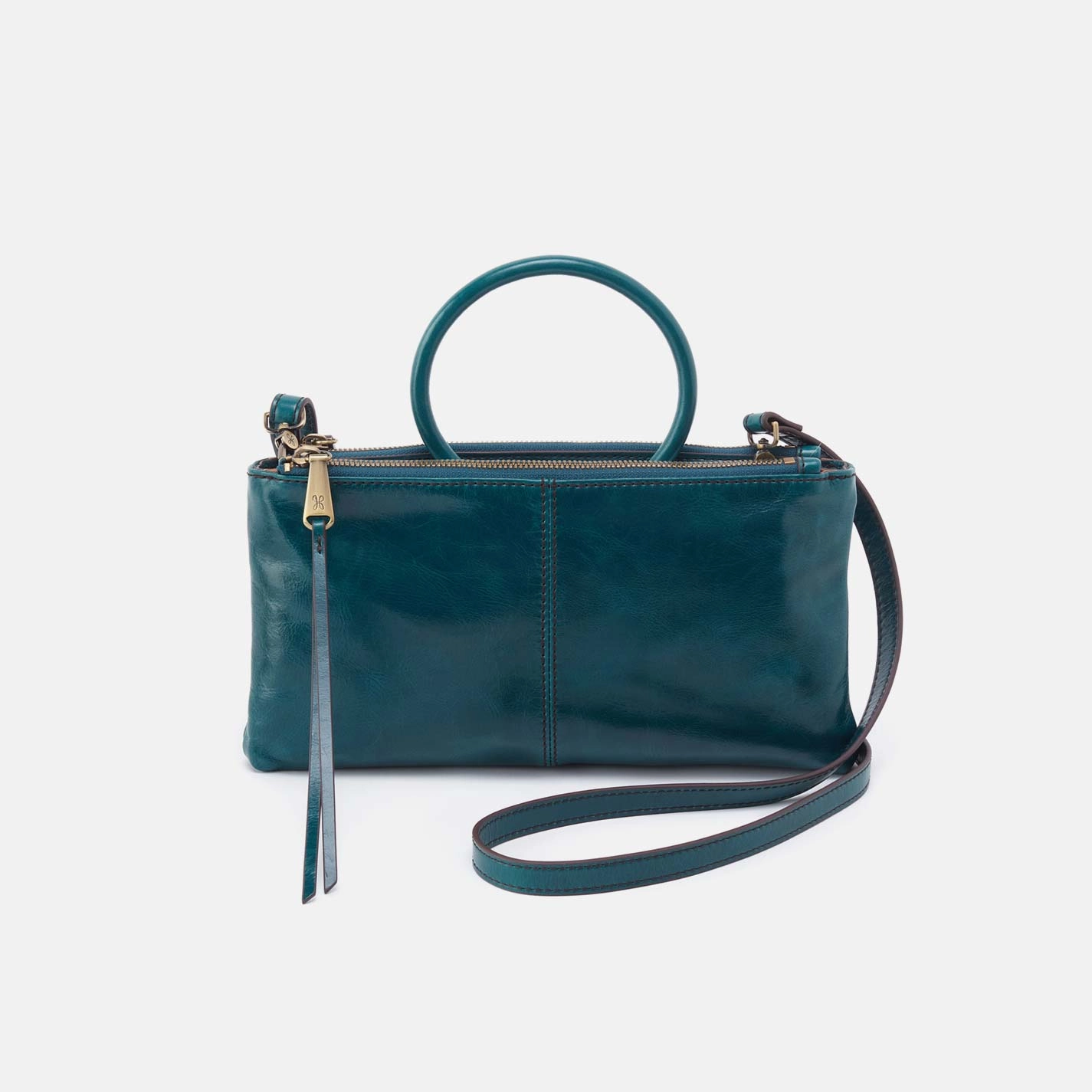 Polished Detail Sable Crossbody in Polished Leather - Wild Bluegrass