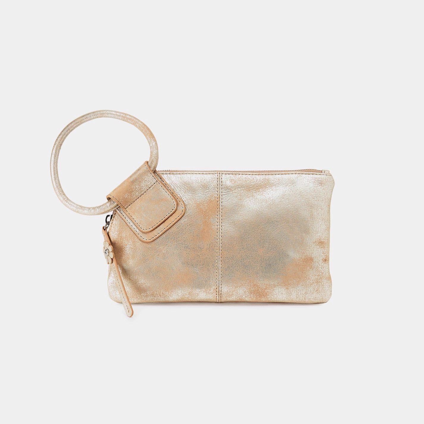 Sable Wristlet In Metallic Leather - Saddle Stardust Sophisticated Form