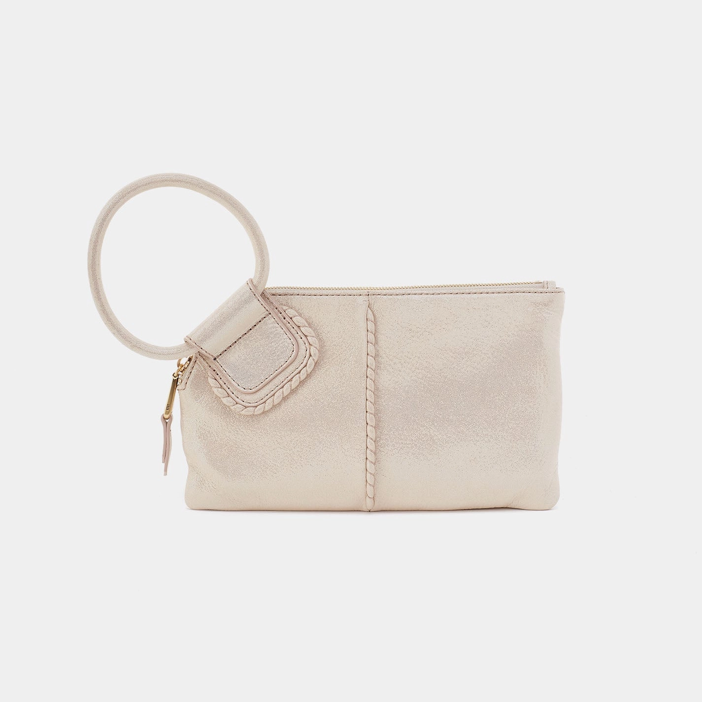 Sable Wristlet In Metallic Leather - Sand Shimmer Functional Form Comfort Companion