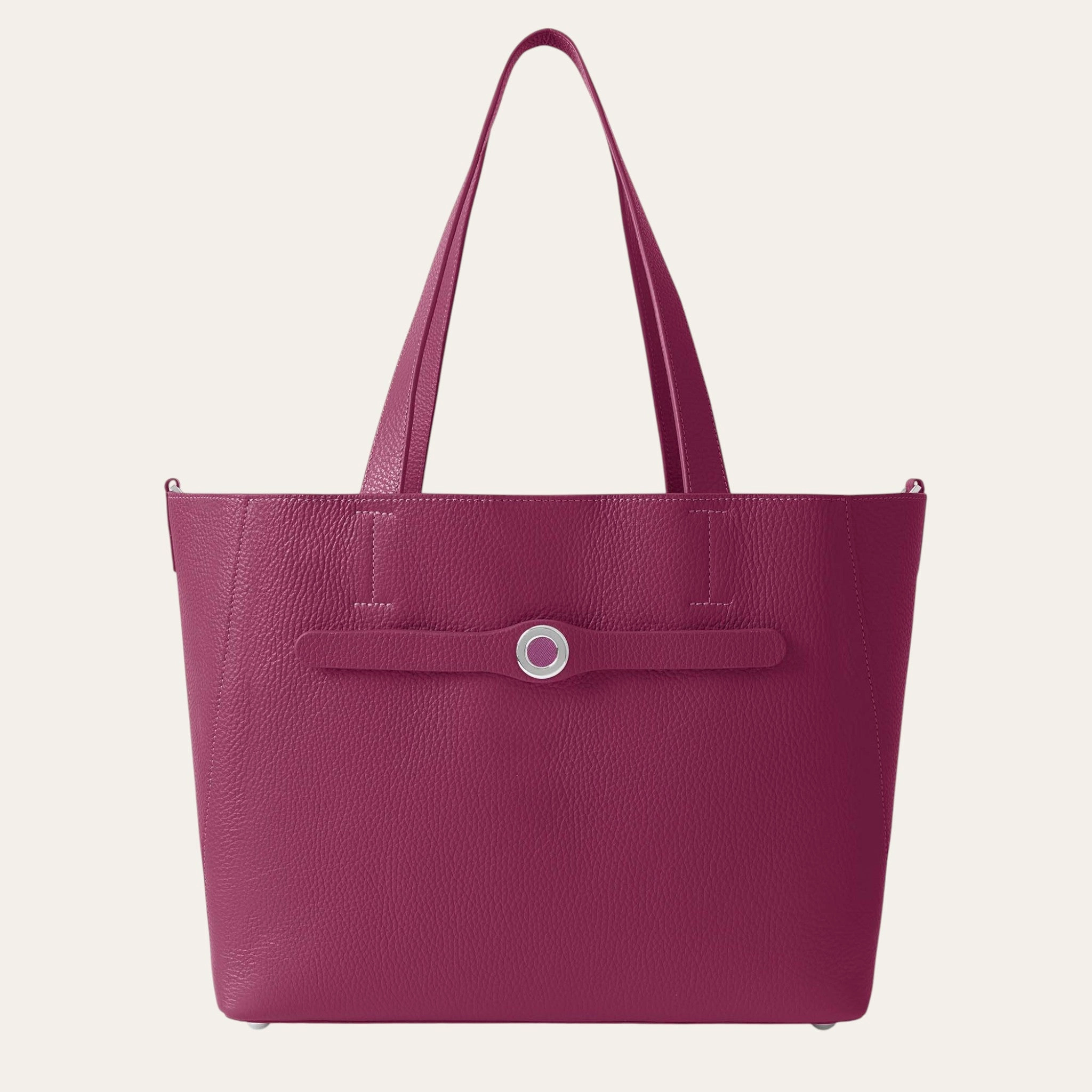 Sleek Utility Sarah Tote | Cheri with Silver hardware