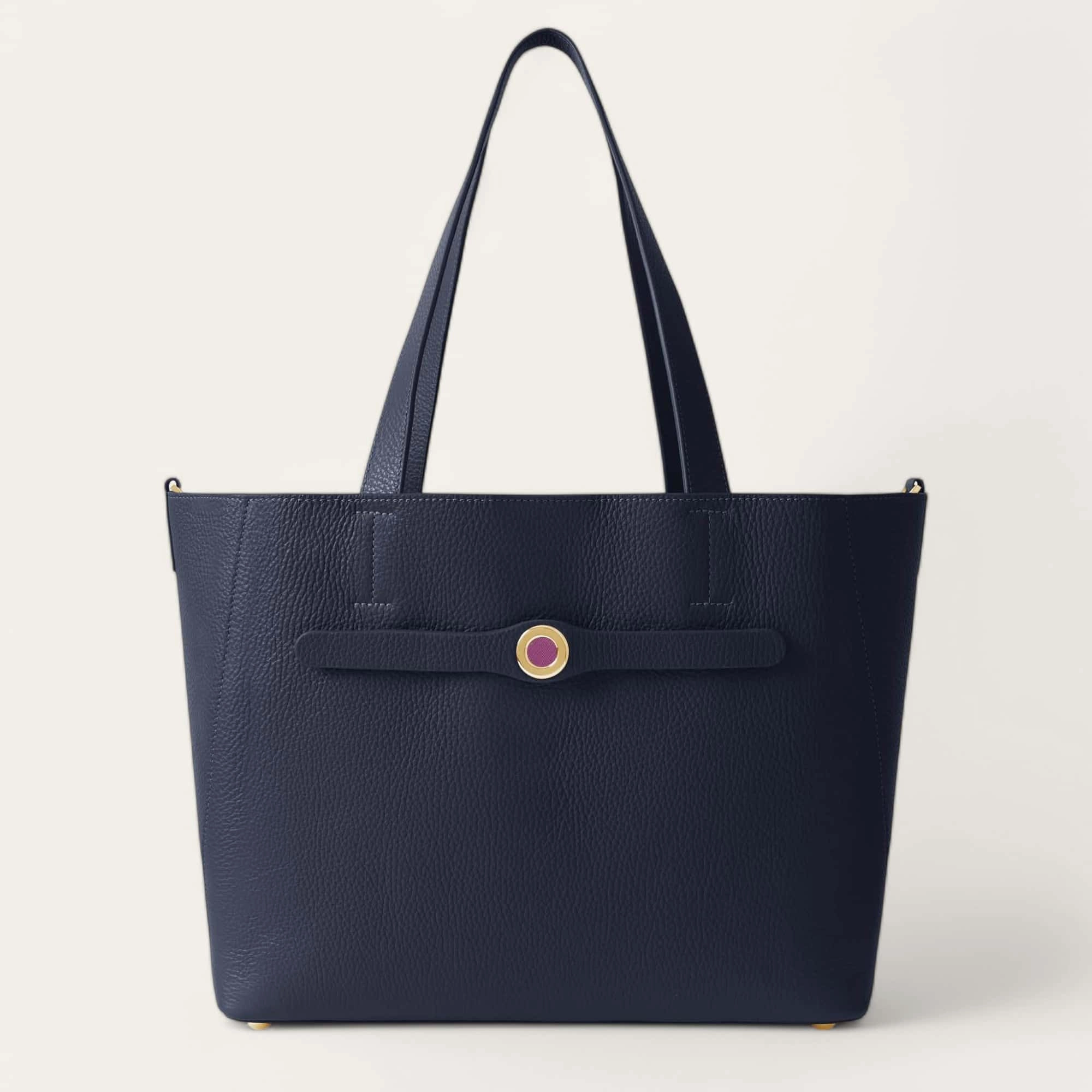 Everyday Utility Sarah Tote Signature | Navy with Gold hardware