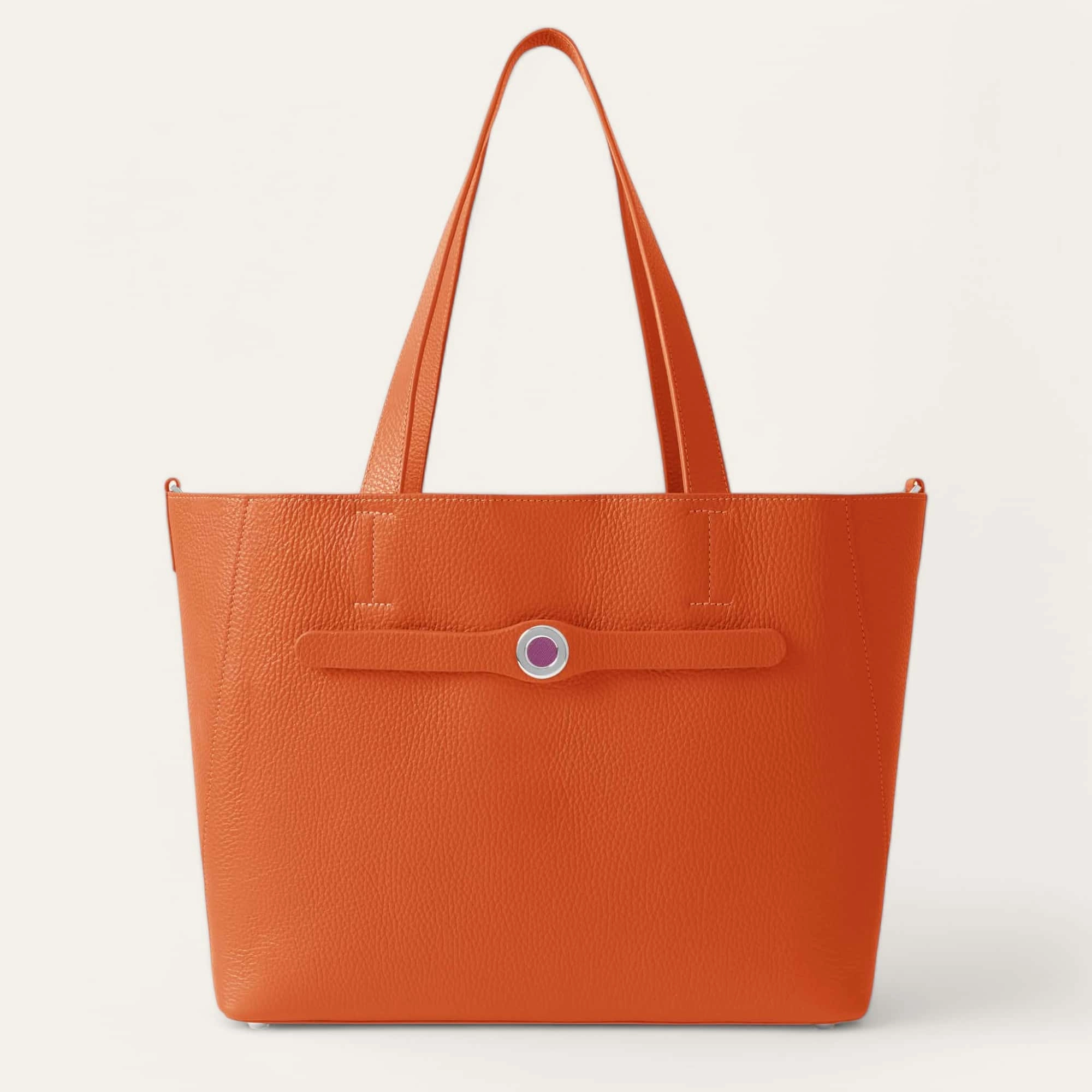 Sarah Tote Signature | Tangerine with Silver hardware Portable Utility