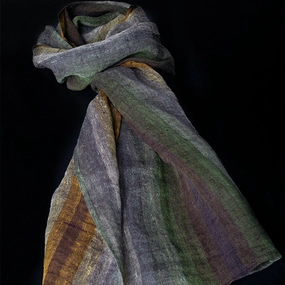 Organized Storage Scarf, Multi Colored Stripes, Pure Linen