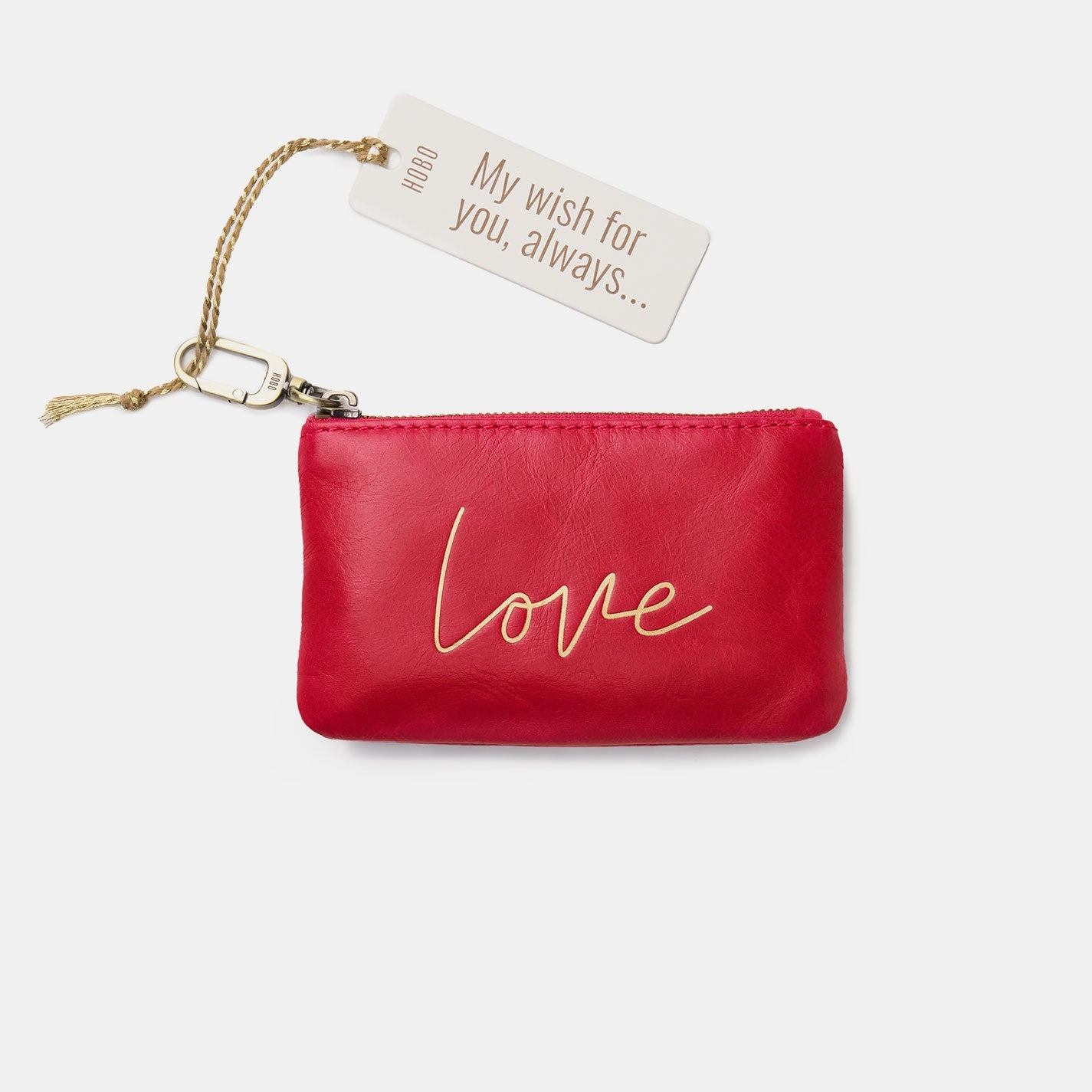 Timeless Accessory Sentiment Pouch In Polished Leather - Hibiscus Love