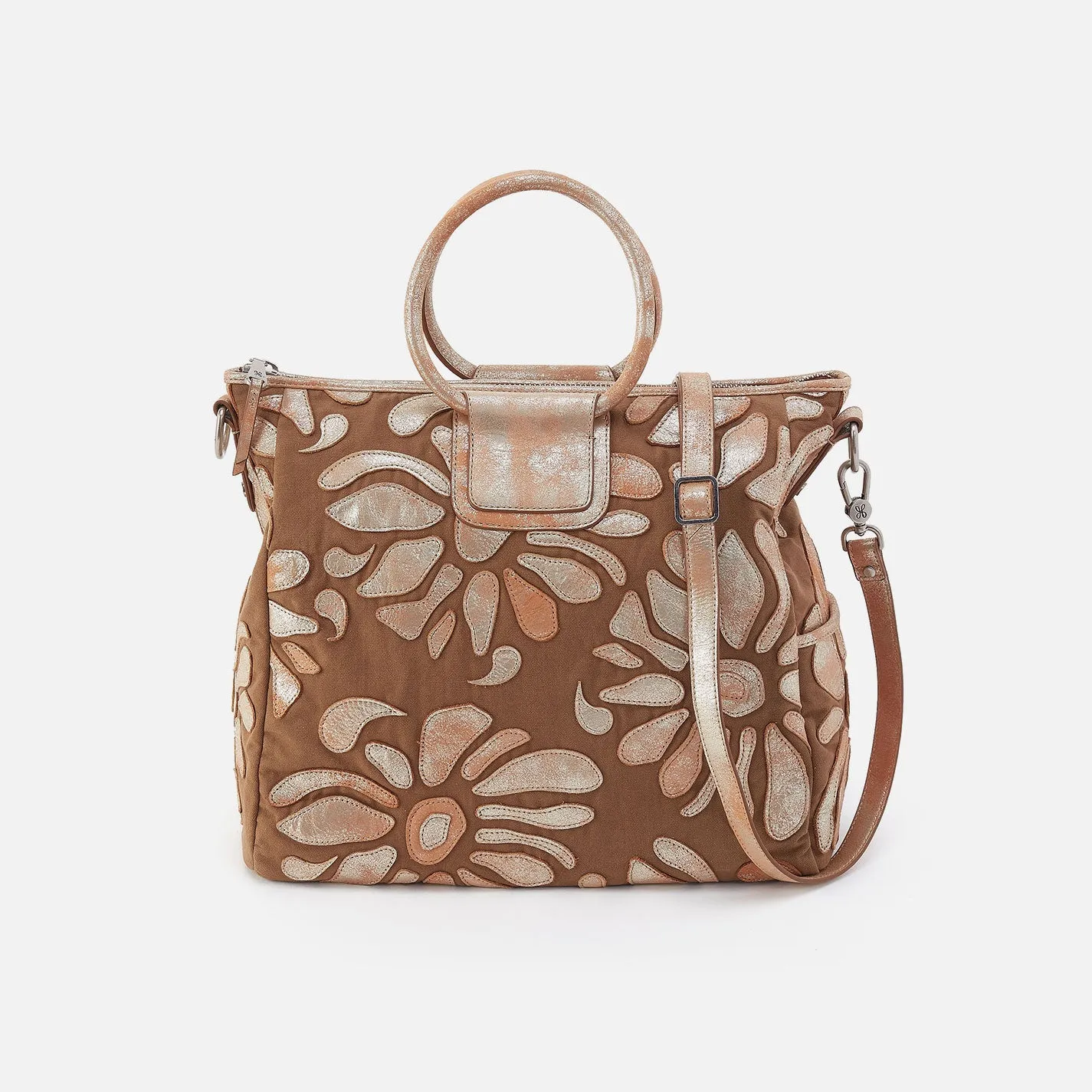 Refined Simplicity Everyday Use Sheila Large Satchel In Canvas - Saddle Stardust Overlay