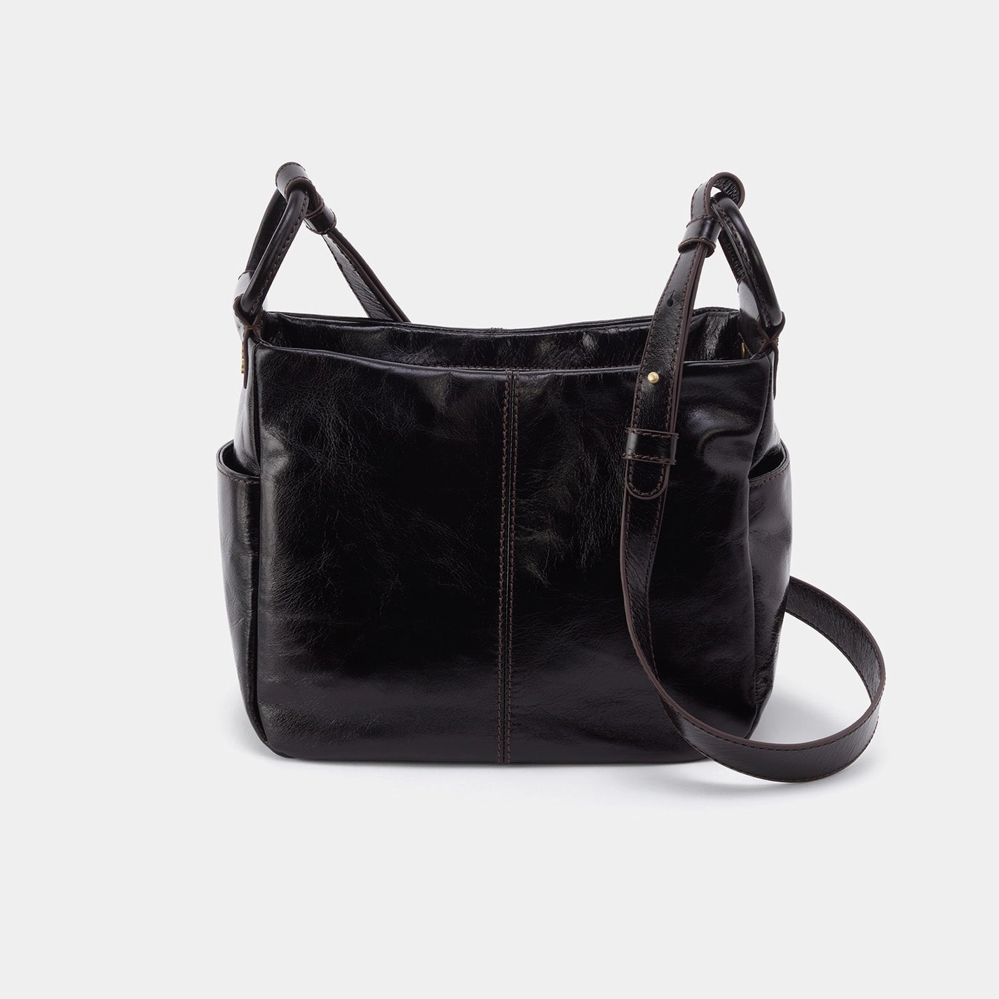 Sheila Crossbody In Polished Leather - Black Practical Everyday Work Lifestyle