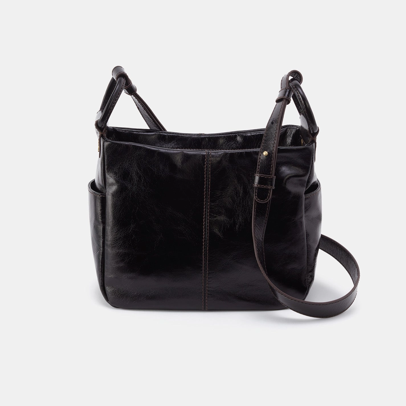 Durable everyday bag Lightweight and easy to carry for all-day use Sheila Crossbody In Polished Leather - Black