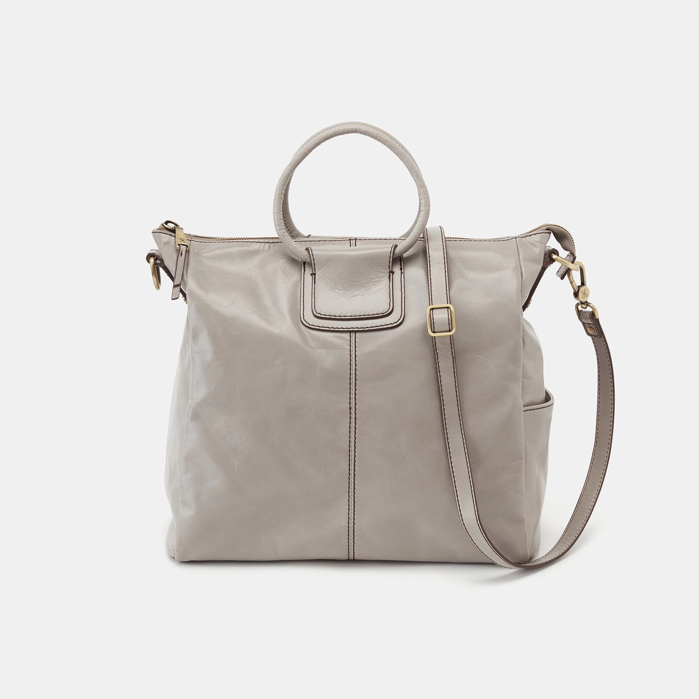 Sheila Large Satchel in Polished Leather - Driftwood Effortless Organizer