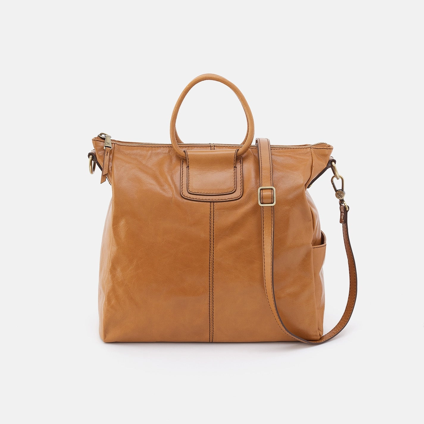 Sheila Large Satchel in Polished Leather - Natural Versatile zippered bag