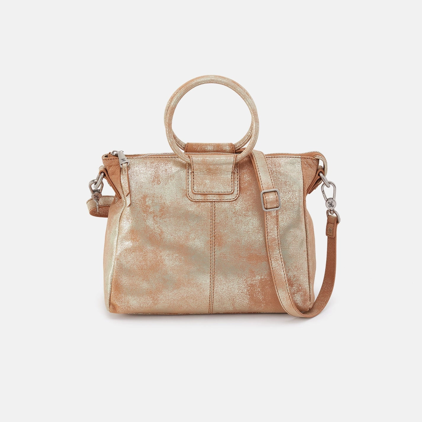 Functional Travel Sheila Medium Satchel In Metallic Leather - Saddle Stardust