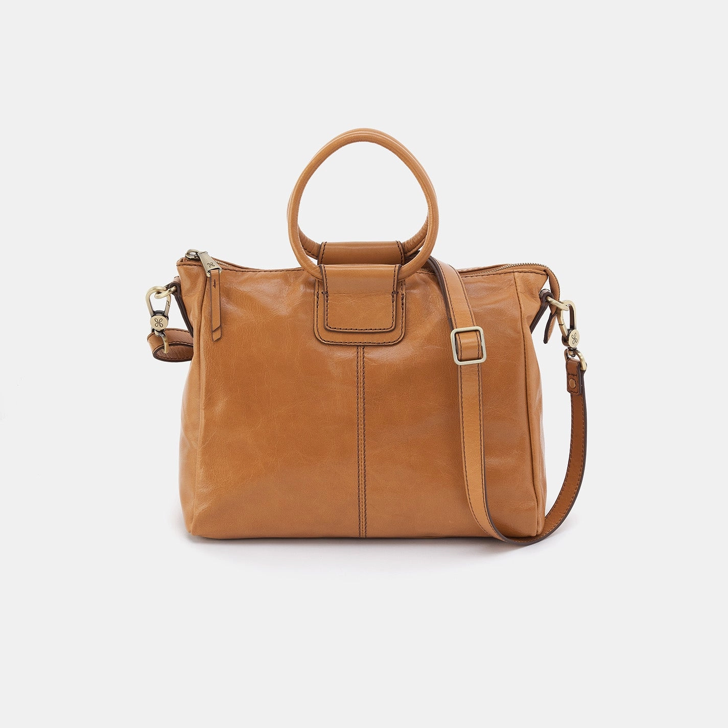 Versatile Organizer Sheila Medium Satchel in Polished Leather - Natural