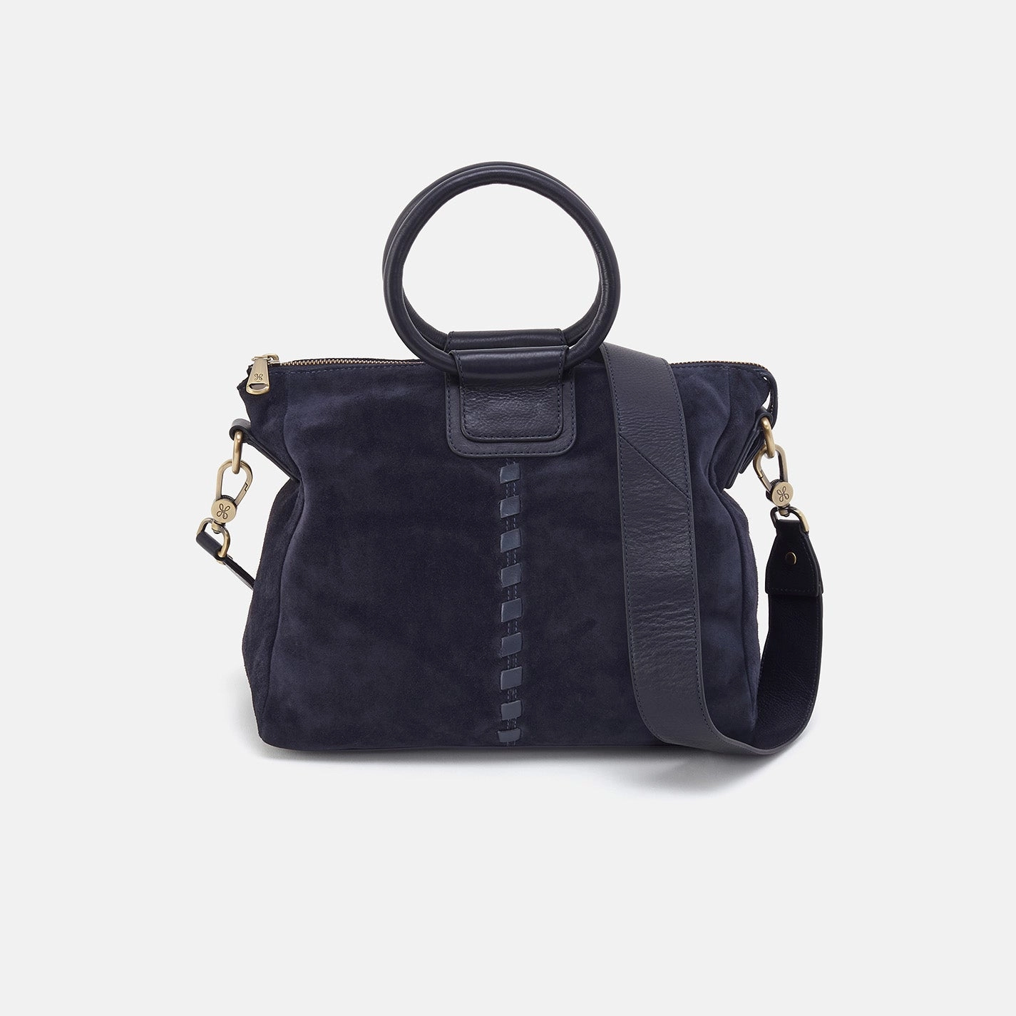 Sheila Medium Satchel in Suede - Navy Contemporary Structure Sturdy Build