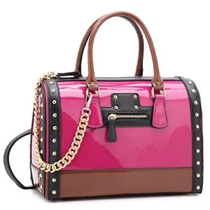 Shiny Patent Handbags Barrel Top Handle Bag for Women l Dasein Versatile purse Luxury Essential