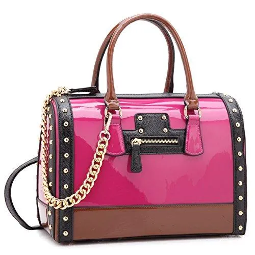 Shiny Patent Handbags Barrel Top Handle Bag for Women l Dasein Versatile purse Luxury Essential