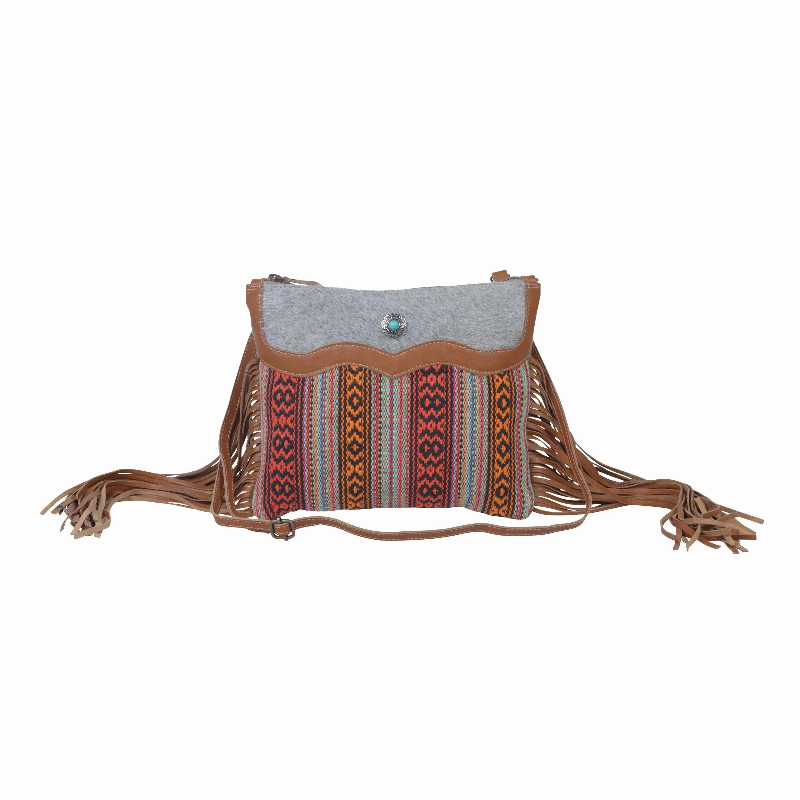 Laces of Color Fringe Canvas & Leather Crossbody Smart Organization Weekend Accessory