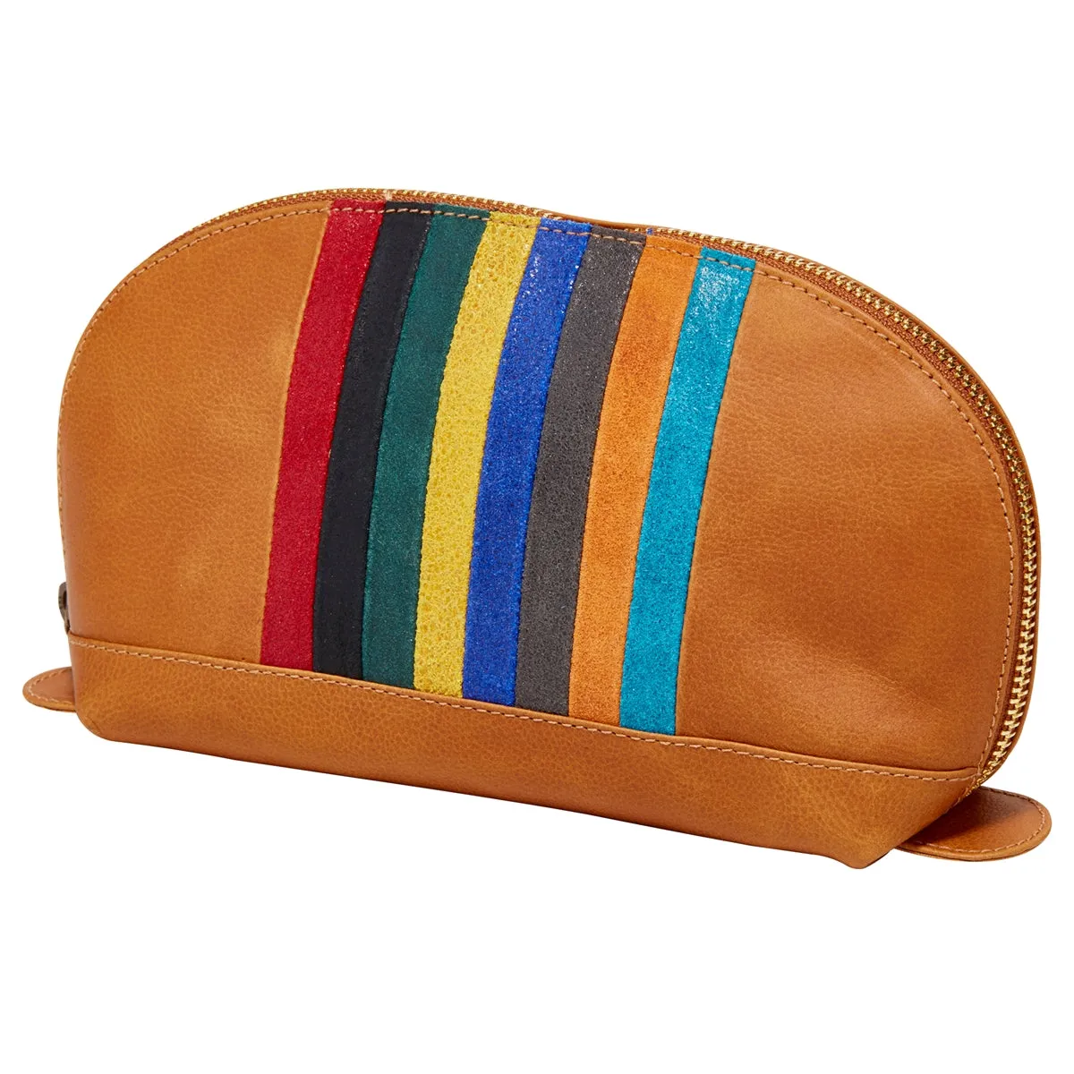 Daily Storage Iris Striped Leather Accessory Pouch
