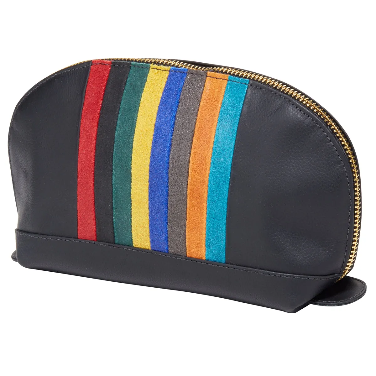 Urban Travel Iris Striped Leather Accessory Pouch