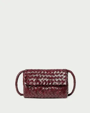 Vinnie Maroon Woven Leather Crossbody Cruelty Free Minimalist Design