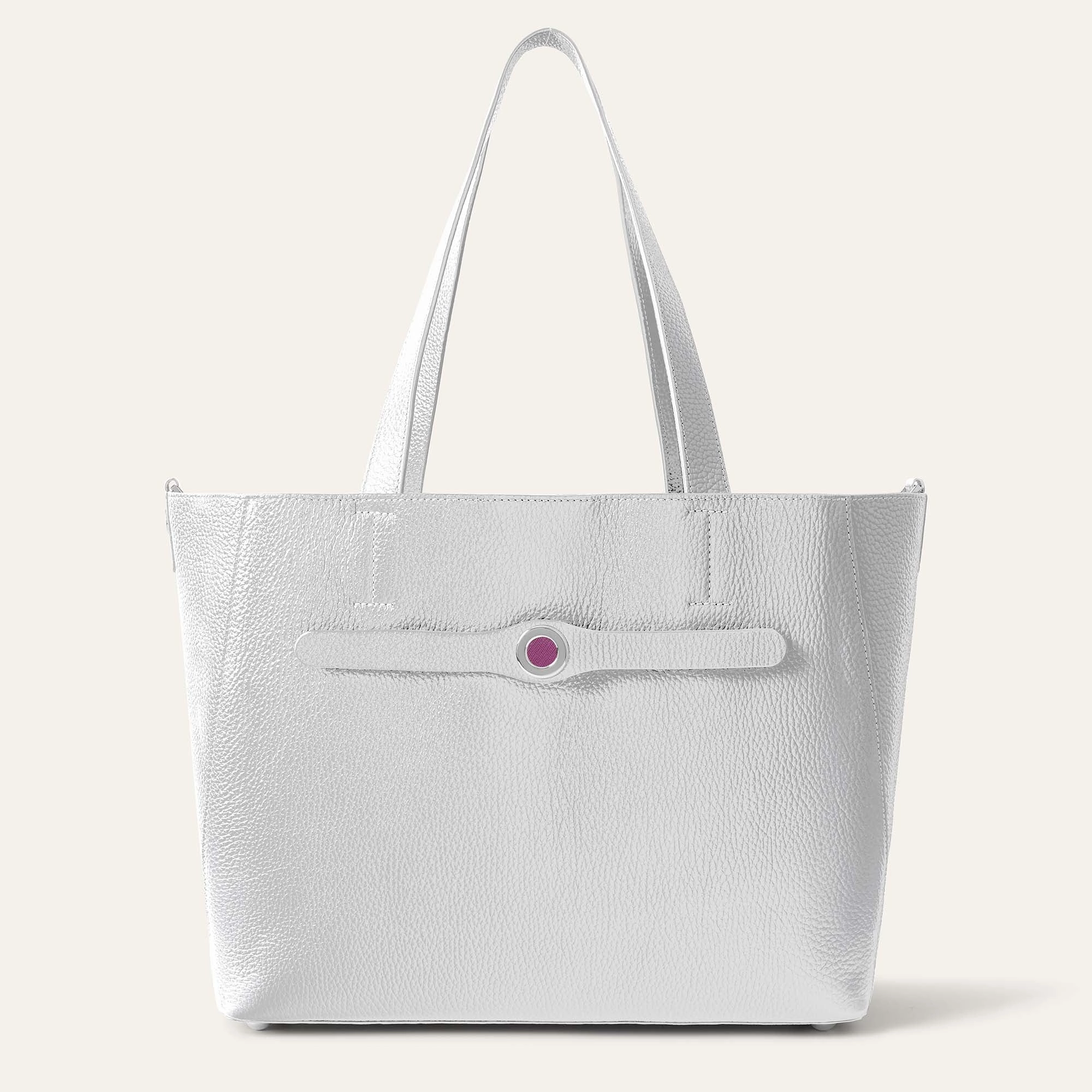 Sarah Tote | Soft Metallic Silver with Silver hardware City Style