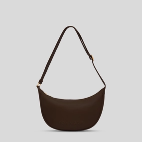 Trendy Daily Fashion Slouchy Crescent Bag in smooth nappa leather -- Dark Chocolate