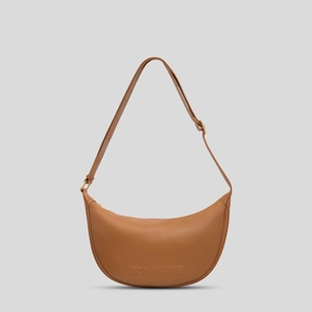 Perfect for those who need an organized and easy-to-carry bag Slouchy Crescent Bag in smooth nappa leather -- Tan