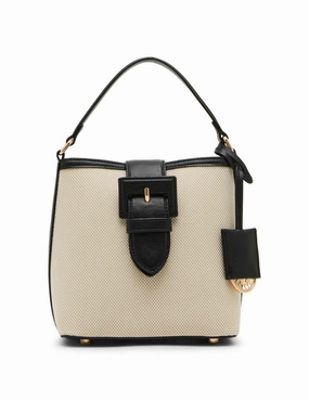 Small Covered Buckle Canvas Bucket With Convertible Strap Unisex Appeal