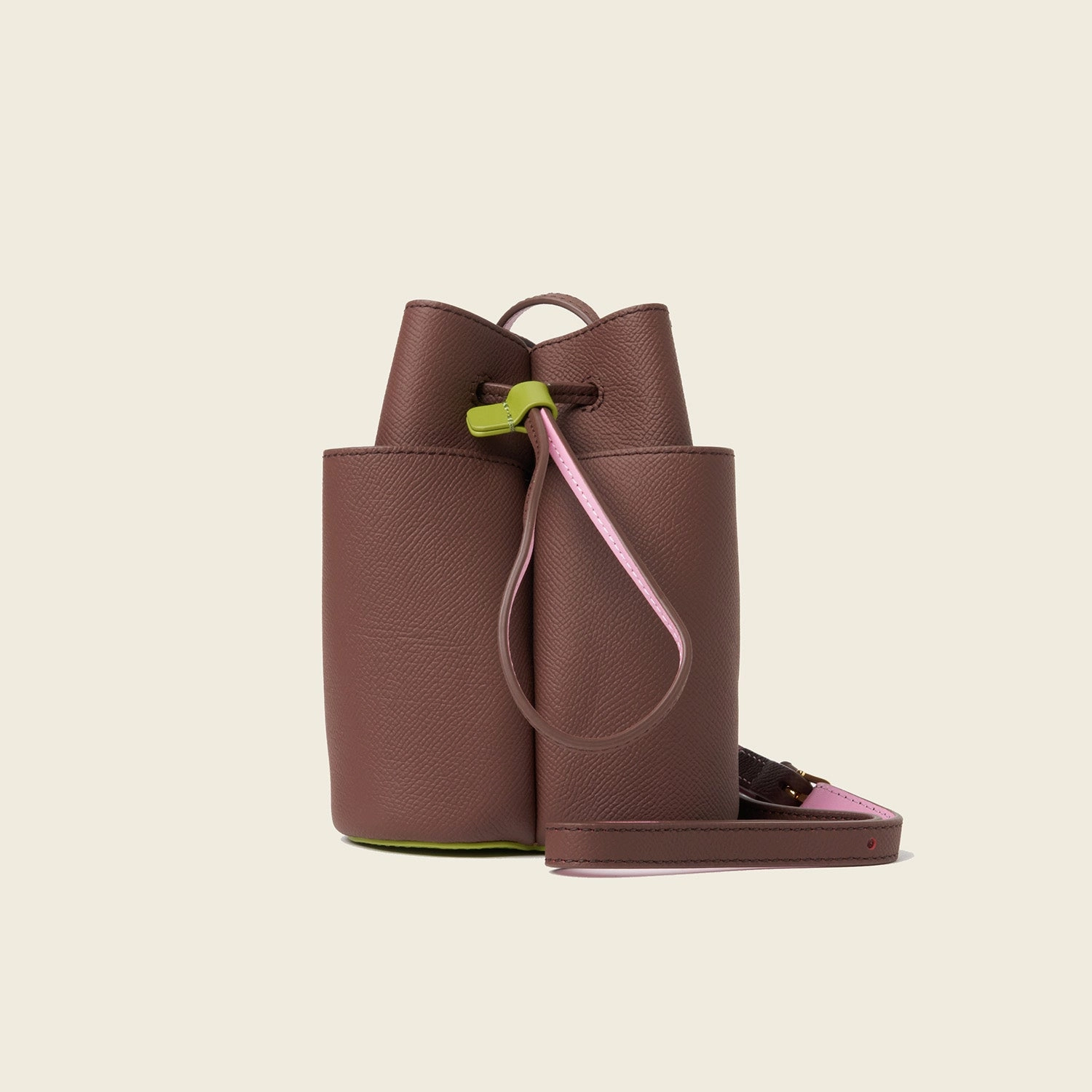 Durable Fabric Small Flower Petal Leather Crossbody Bag - Dark Brown