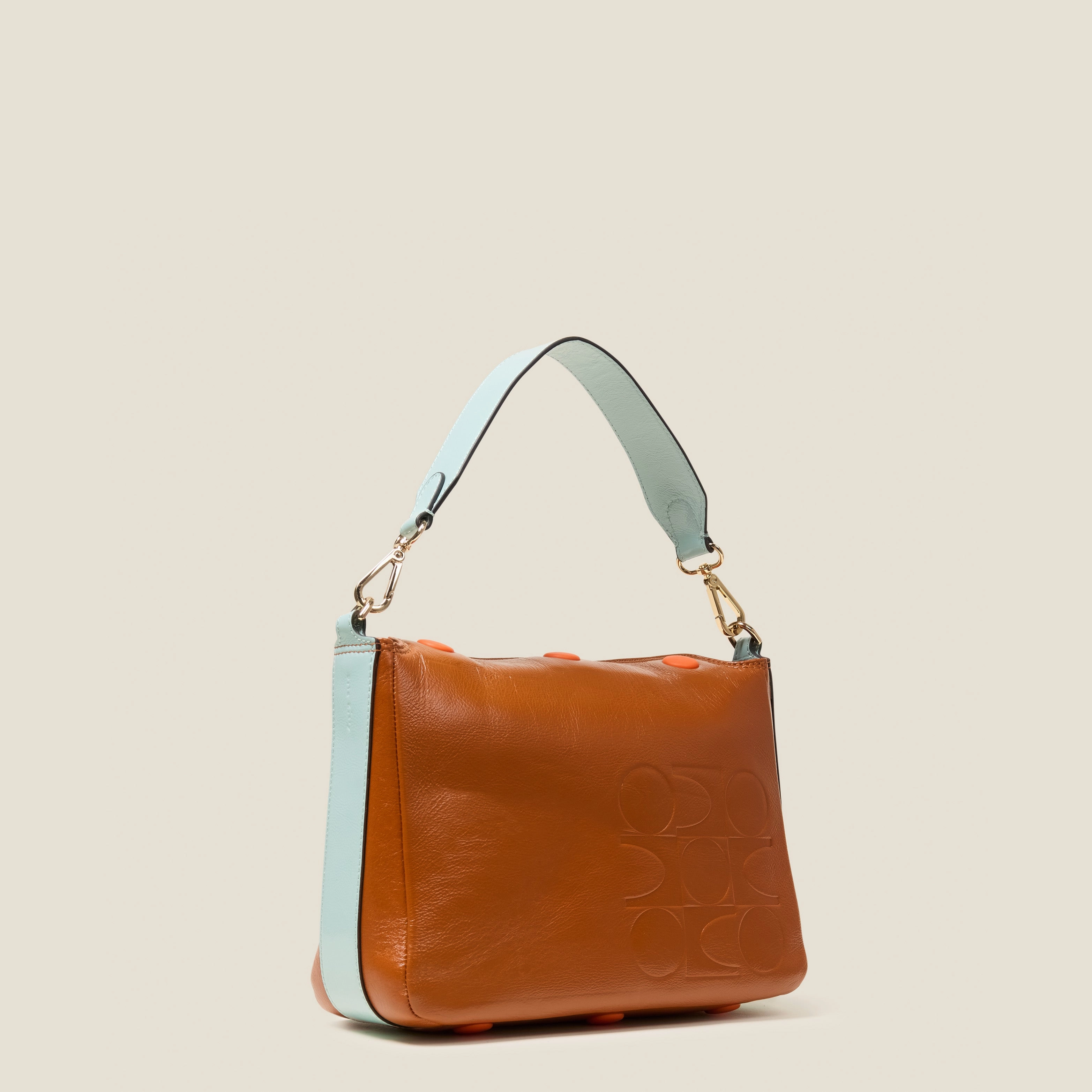 Small Softie Leather Shoulder Bag - OK Colourblock Sienna Smart Storage Fashion Practicality