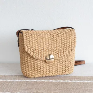 Elena Handbags Straw Woven Messenger Bag with Flap All Season Adjustable Strap