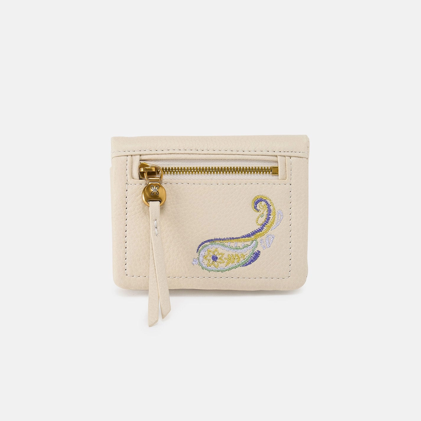 Lumen Mini Wallet In Pebbled Leather - Embroidered Birch Smart Organizer Travel Organizer