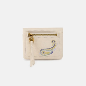 Lumen Mini Wallet In Pebbled Leather - Embroidered Birch Stylish piece Durable card wallet