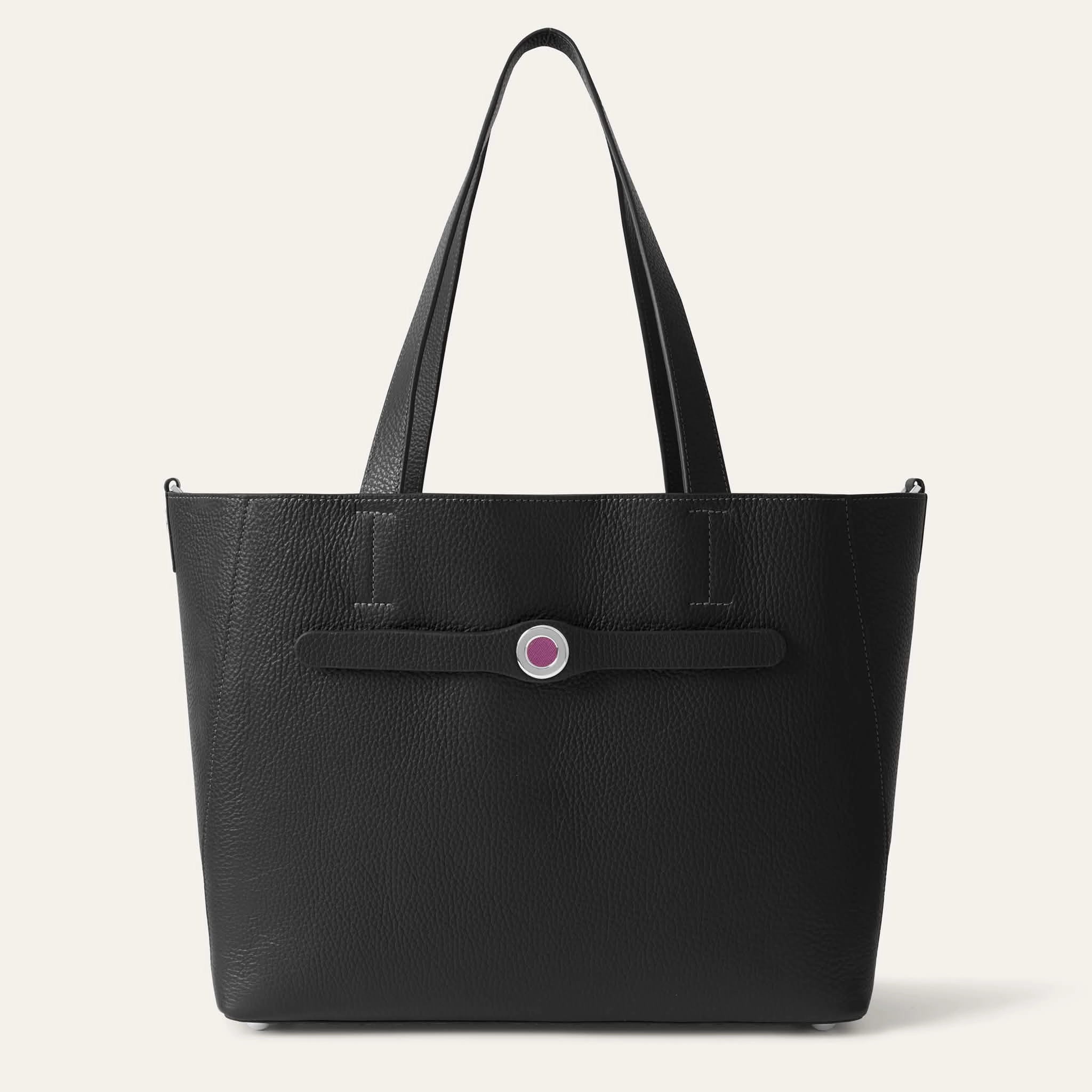 Sarah Tote Signature | Black with Silver hardware Minimalist Reliability