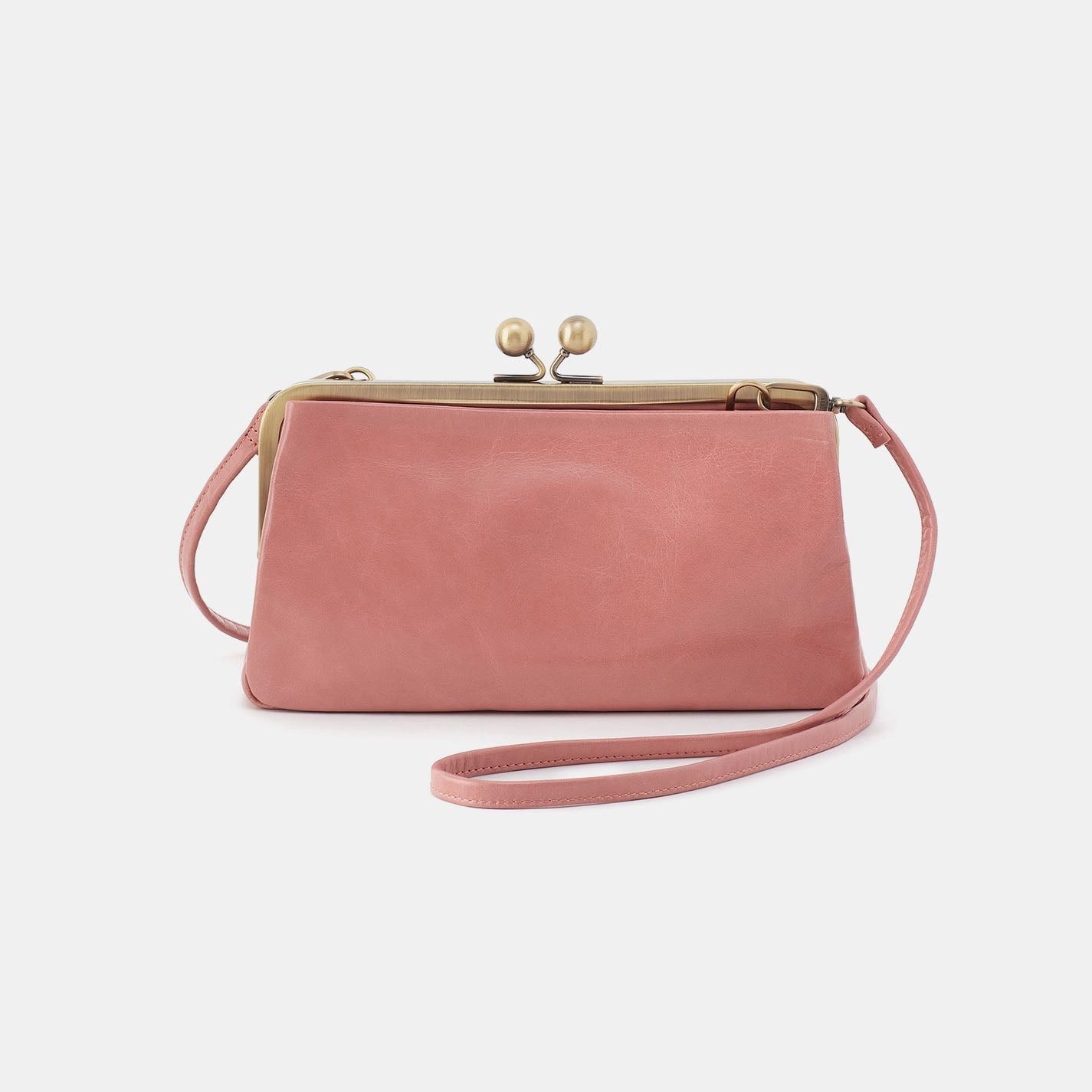 Flexible Carry Functional Carry Soft Touch Lauren Frame Crossbody In Polished Leather - Rose