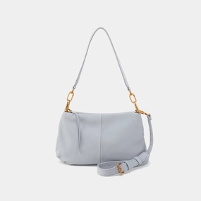 Casual Comfort Functional Lifestyle Advance Shoulder Bag In Pebbled Leather - Blue Pearl