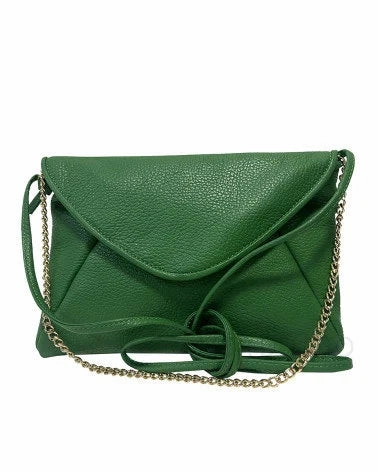 Italian Suede Green Leather Handbag with Chain Strap Functional Comfort Daily Utility