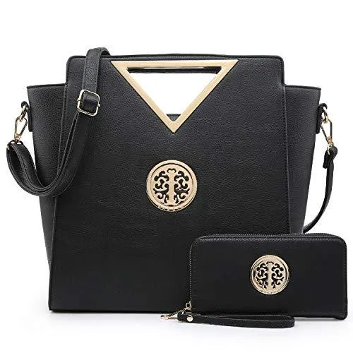 Fashion Design Chic Triangle Handle Shoulder Bag with Matching Wallet l Dasein Daily Essential