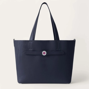 Sarah Tote | Navy with Silver hardware Soft Texture Weekend Companion