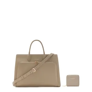Cadeau d'Isabel taupe calfskin leather handbag and wallet set Street Spirit