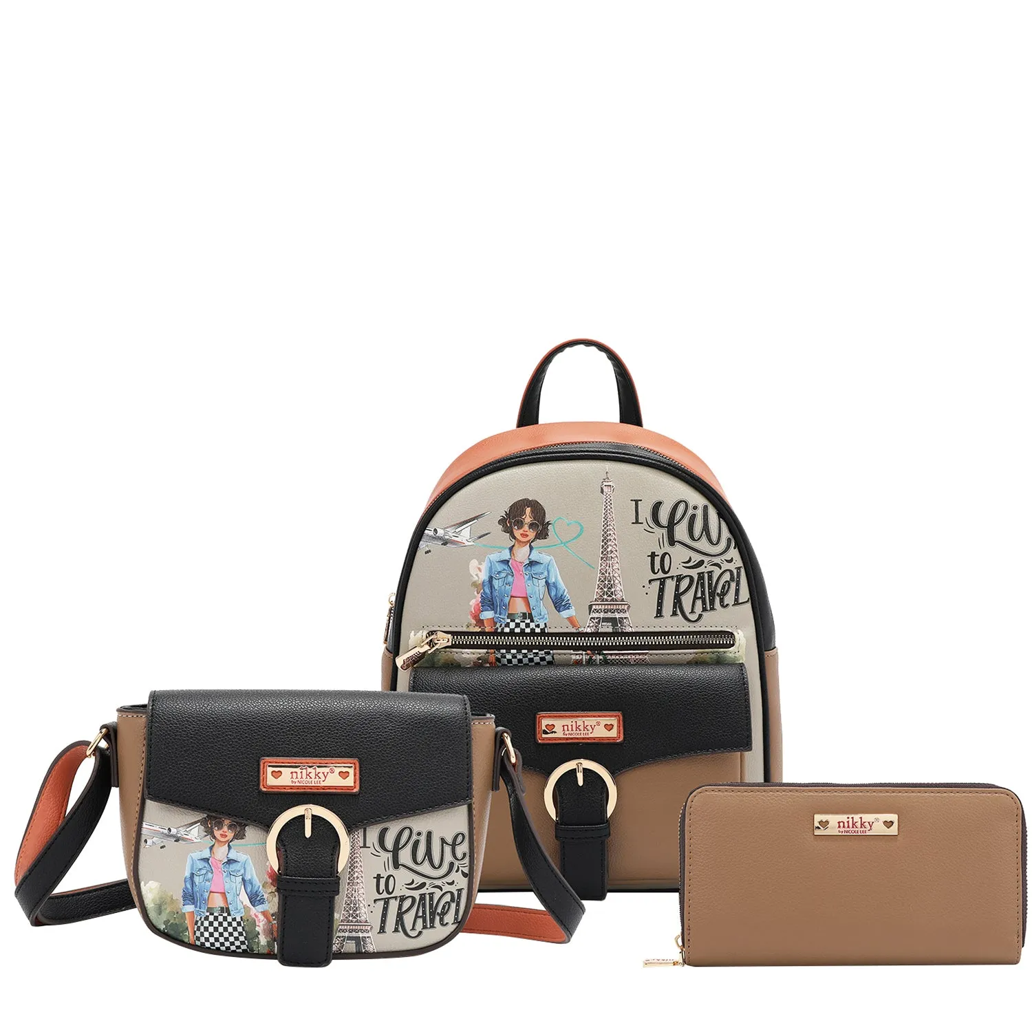 BACKPACK 3 PIECE SET (BACKPACK, CROSSBODY, WALLET) Weekend Escape Everyday Carry