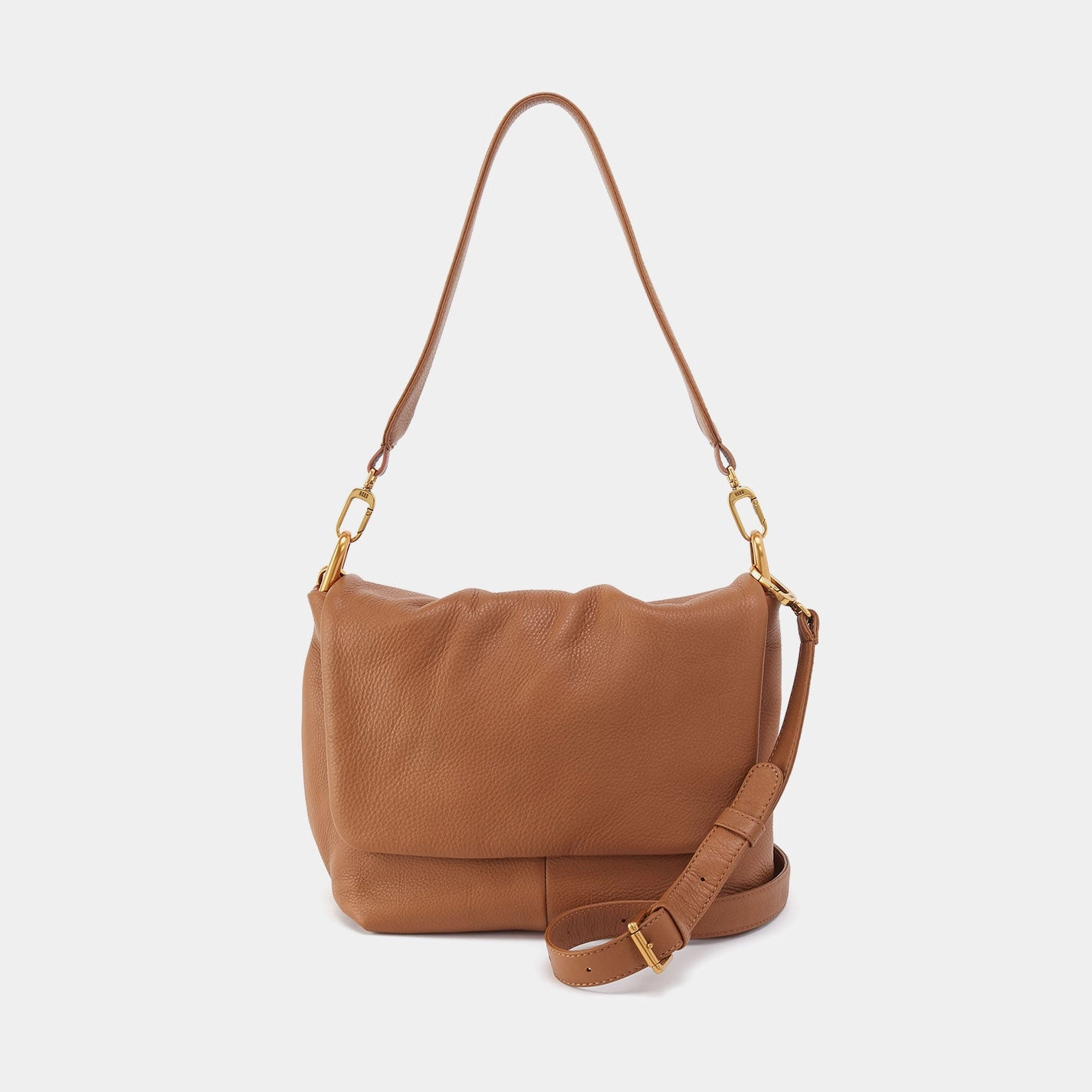 Harley Convertible Shoulder Bag in Pebbled Leather - Warm Honey Light Look Functional Form