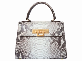 Fashion Travel Functional Form Fonteyn Midi Pythonskin Leather Handbag - Natural