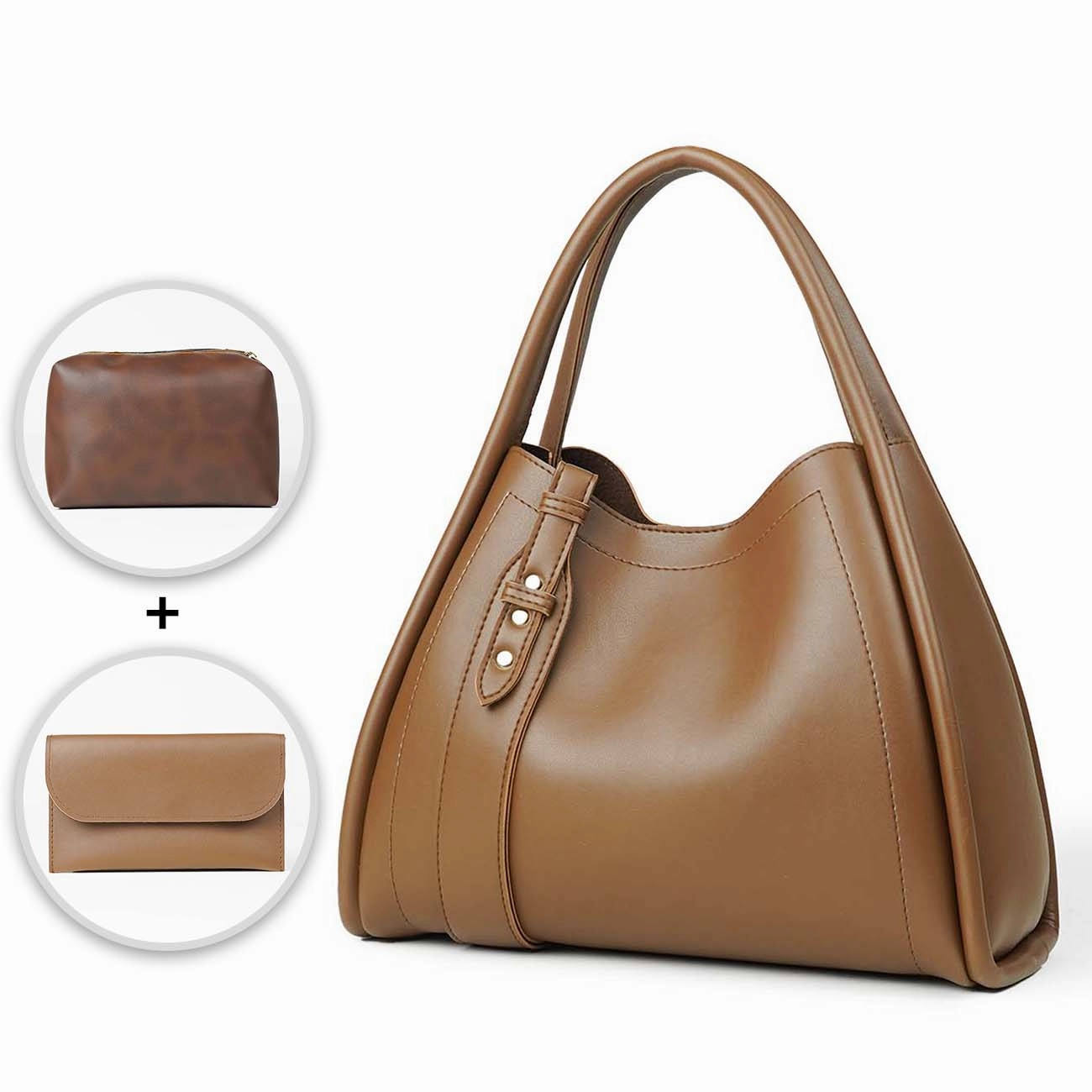 Versatile credit card holder Modern Functionality Humor bag set of 3 brown