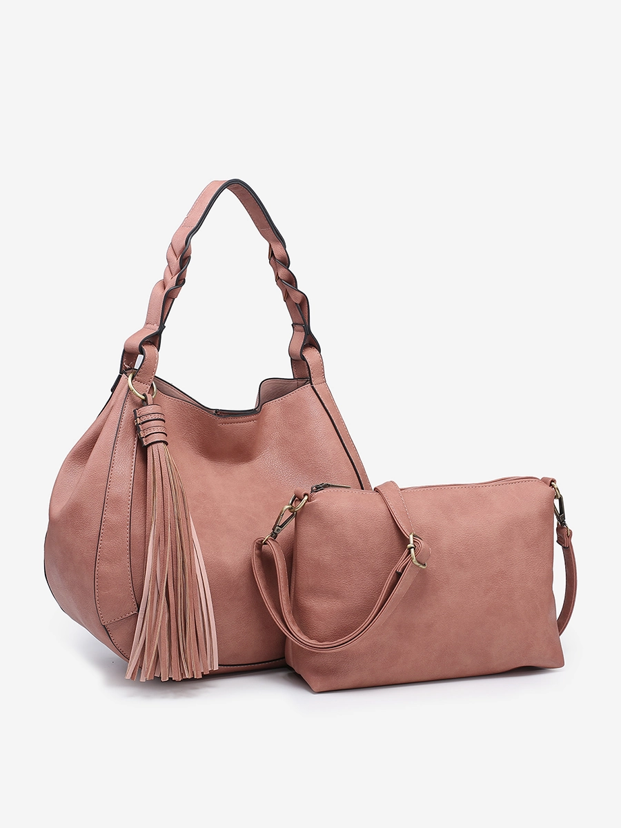 Minimal Touch Compact Design Eloise Vegan Large Tassel Hobo